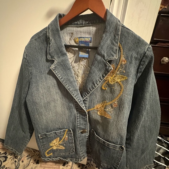 Jou Jou Jackets & Blazers - Jou Jou Denim Jacket with Gold Embroidery